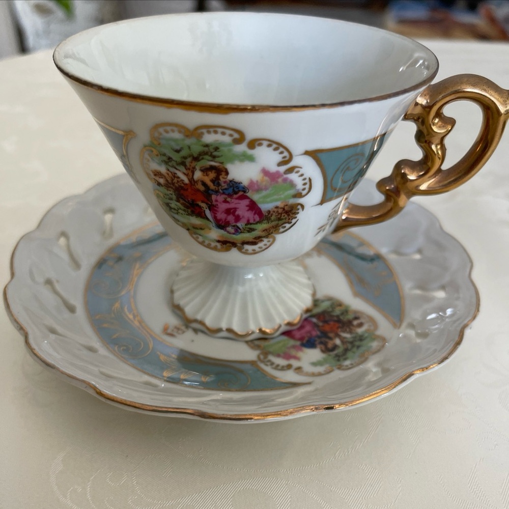 Rare & Antique gold-rimmed cup & saucer